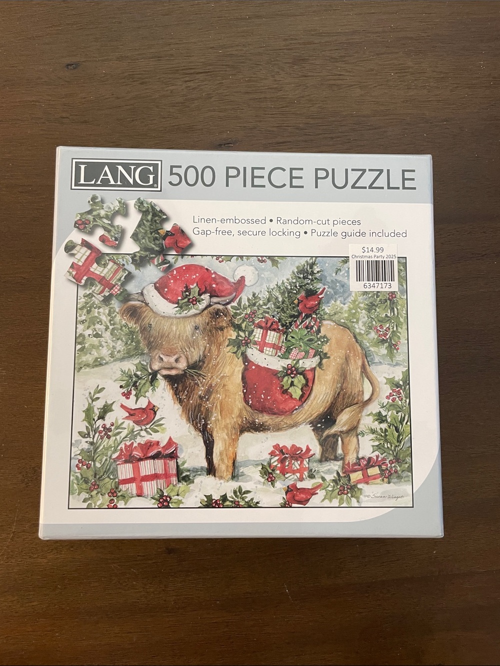 Highland Cow Christmas 500 Piece Puzzle (24”w x 18”h) Guide Included